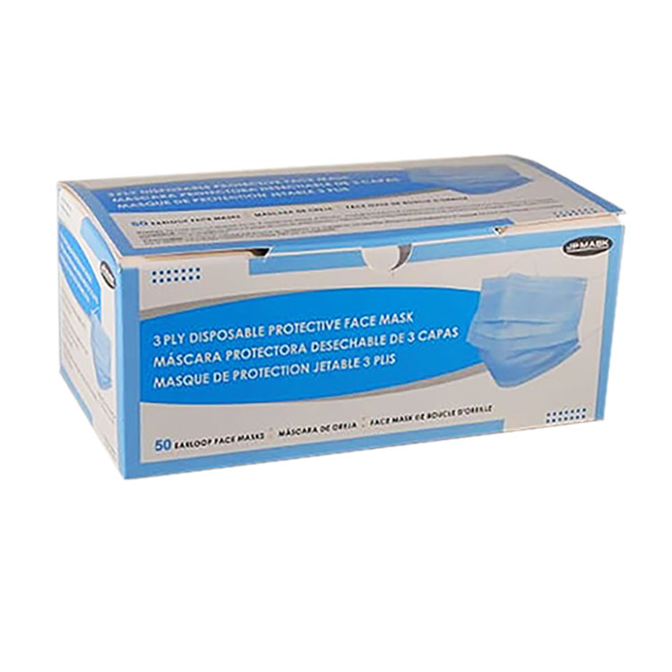 box of 50 3-ply disposable protective face masks