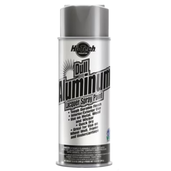 One can Hi-Tech Dull Aluminum Lacquer Spray Paint. Tough durable finish. Interior/exterior use. Use on Metal, wood and wicker. Quick dry. Great for use on wheel well, frame and undercarriage.