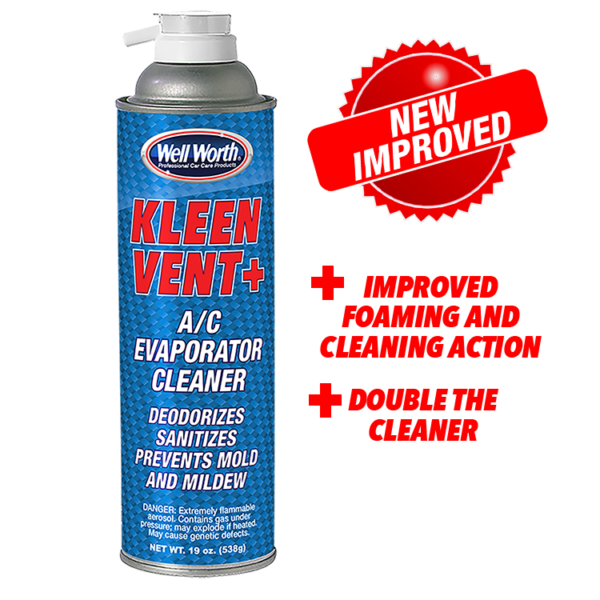 Kleen Vent+ A/C Evaporator Cleaner. Deodorizes, sanitizes, prevents mold and mildew.