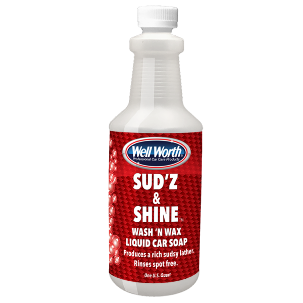 Well Worth Professional Car Care Products Sud'z & Shine Wash 'n Wax Liquid Car Soap. Produces a rich sudsy lather. Rinses spot free. One U.S. quart.