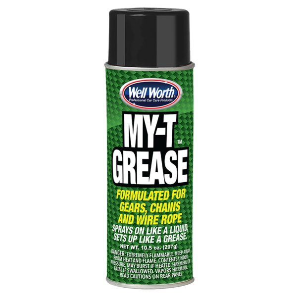 Well Worth Professional Car Care Products MY-T Grease (TM). formulated for gears, chains and wire rope. Sprays on like a liquid, sets up like a grease.
