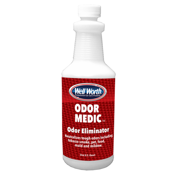 Well Worth Professional Car Care Products ODOR MEDIC Odor Eliminator neutralizes tough odors including tobacco smoke, pet, food mold and mildew. One U.S. quart.
