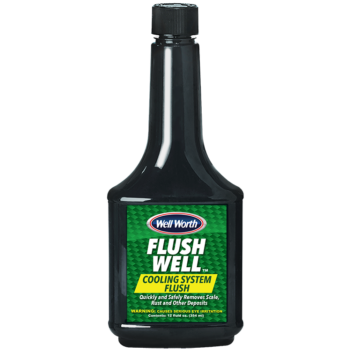 Well Worth Flush Well (TM) Cooling System Flush. Quickly and safely removes scale, rust and other deposits. WARNING: CAUSES SERIOUS EYE IRRITATION. Contents: 12 fluid oz. (354 ml)