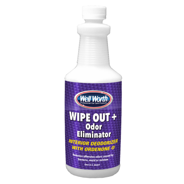 Well Worth Professional Car Care Products WIPE OUT+ Odor Eliminator Interior Deodorizer with Ordenone(R). Removed offensive odors caused by bacteria, mold or mildew. One U.S. Quart.