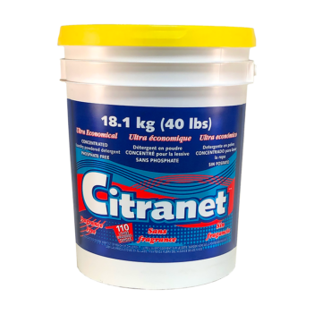 one pail Citranet concentrated powdered laundry detergent, 40 lbs, 18.1 kg
